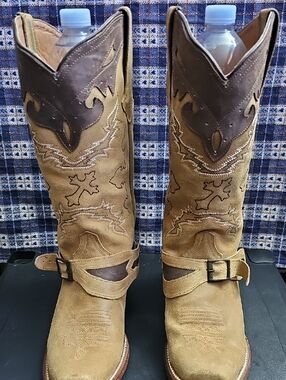Tanner Mark Harness Boots with Dark Brown Top